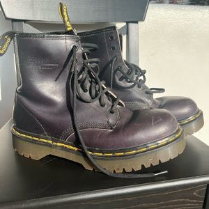 Vintage rare dark purple leather dr martens